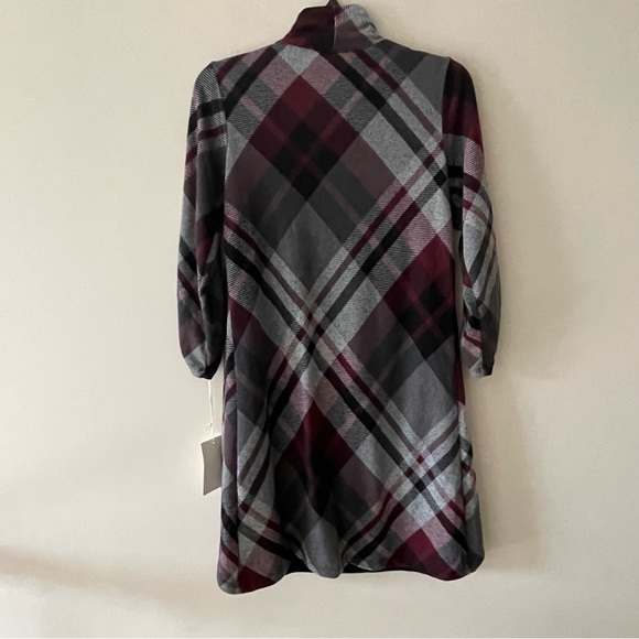 Black and Red Multicolor Mini Dress with Tassel Necklace and Built-in Cardigan - Picture 8 of 11